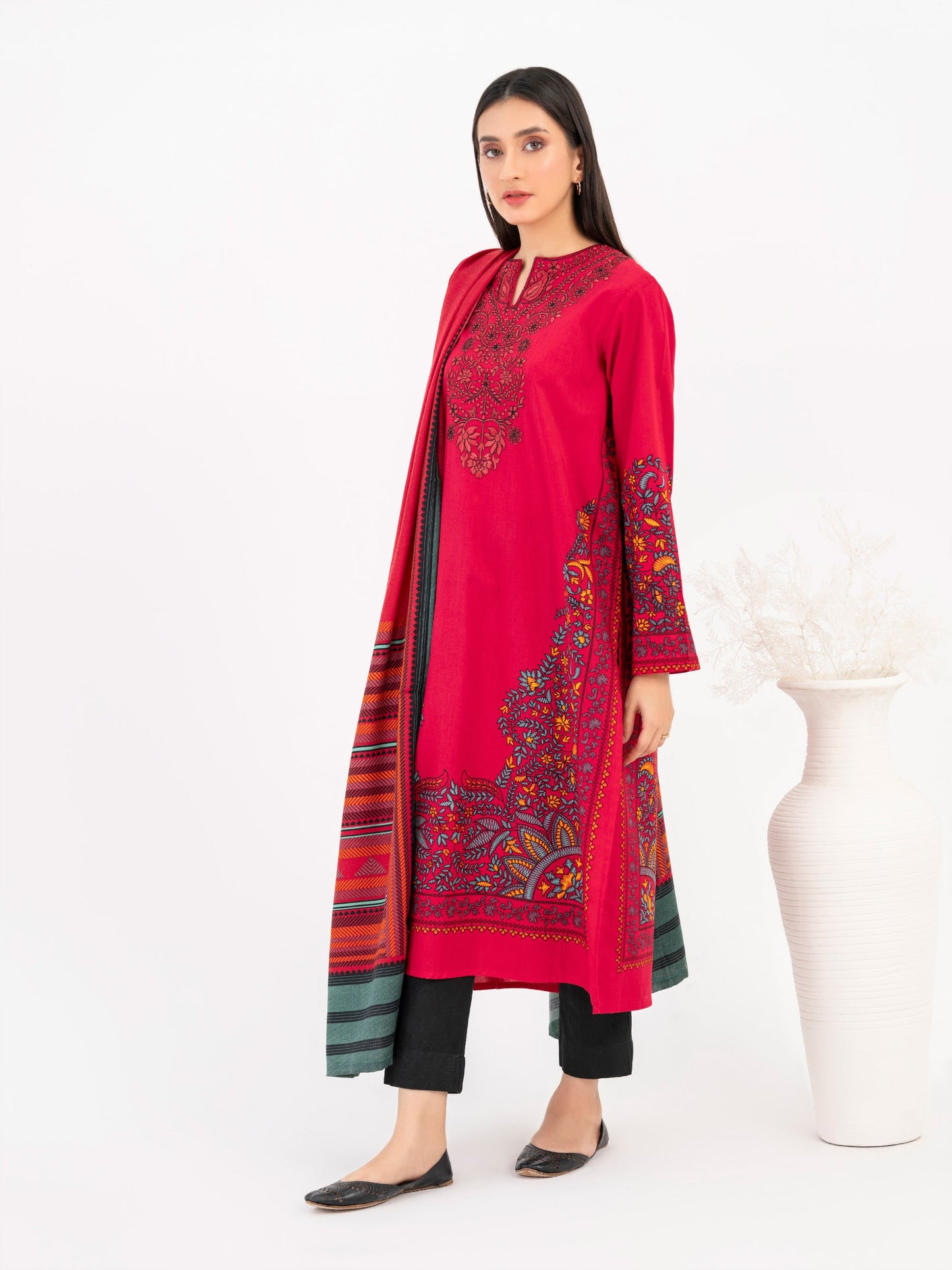 2 Piece Winter Cotton Suit-Embroidered(Pret)