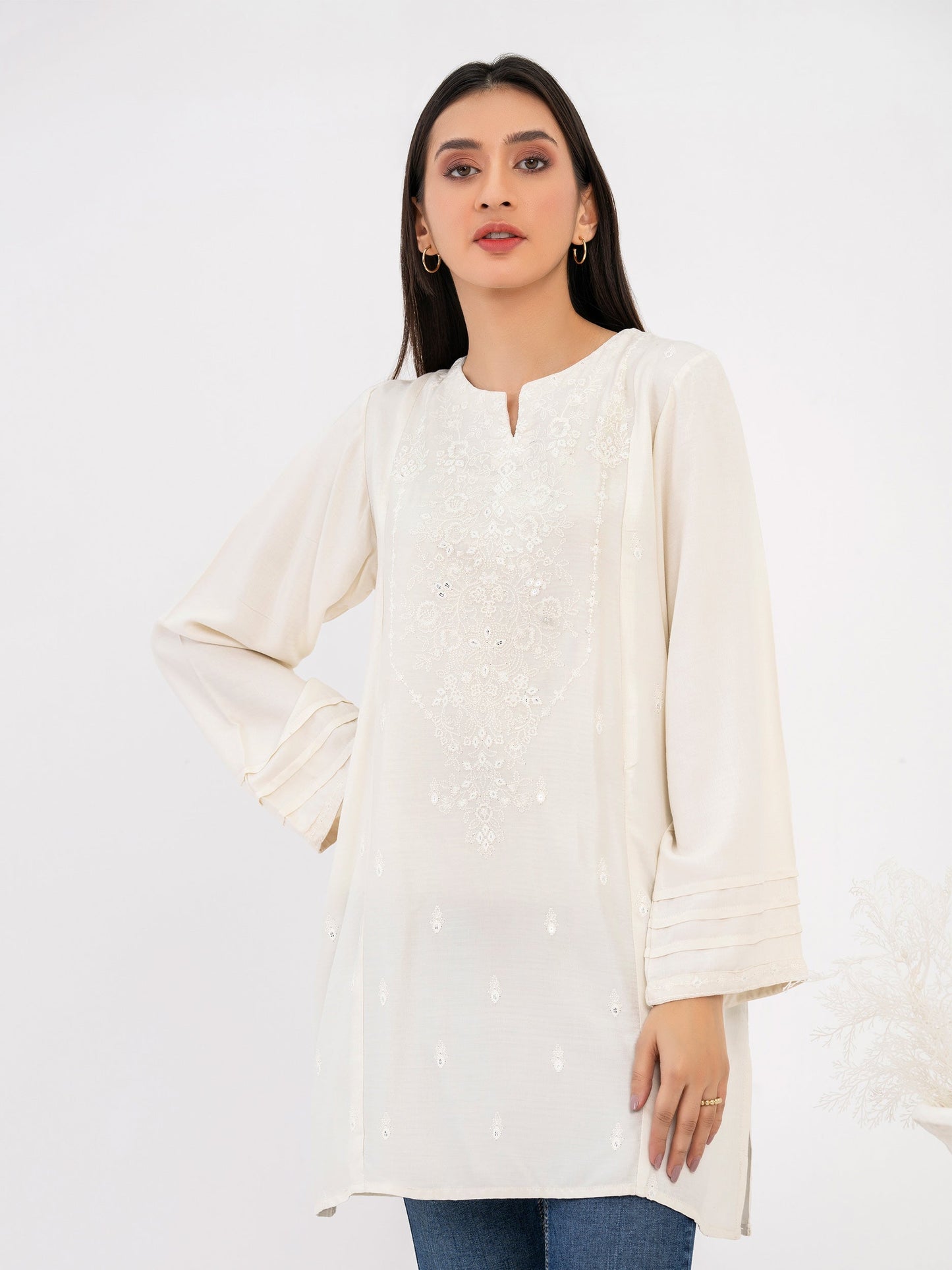 Linen Kurti-Embroidered (Pret)