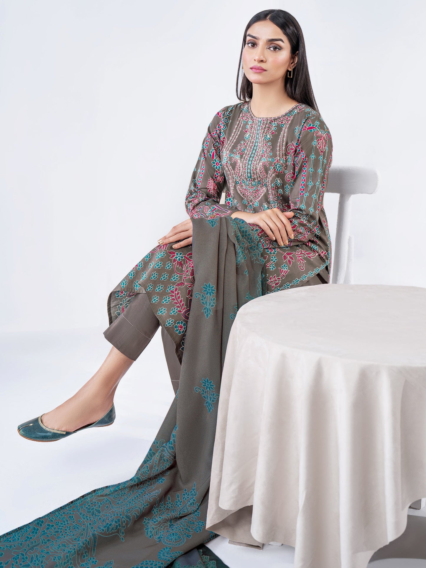 2 Piece Winter Cotton Suit-Printed(Unstitched)