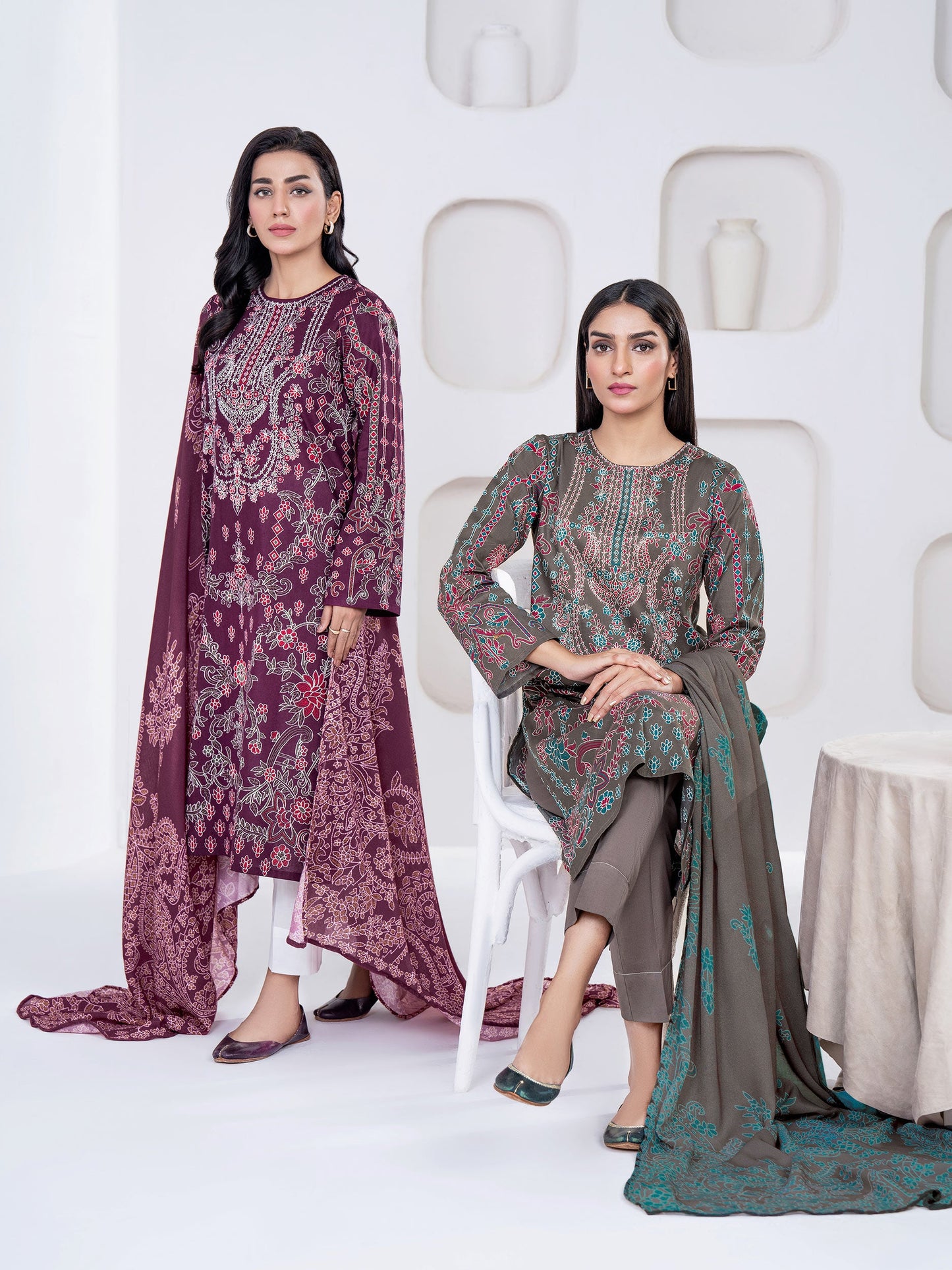 2 Piece Winter Cotton Suit-Printed(Unstitched)