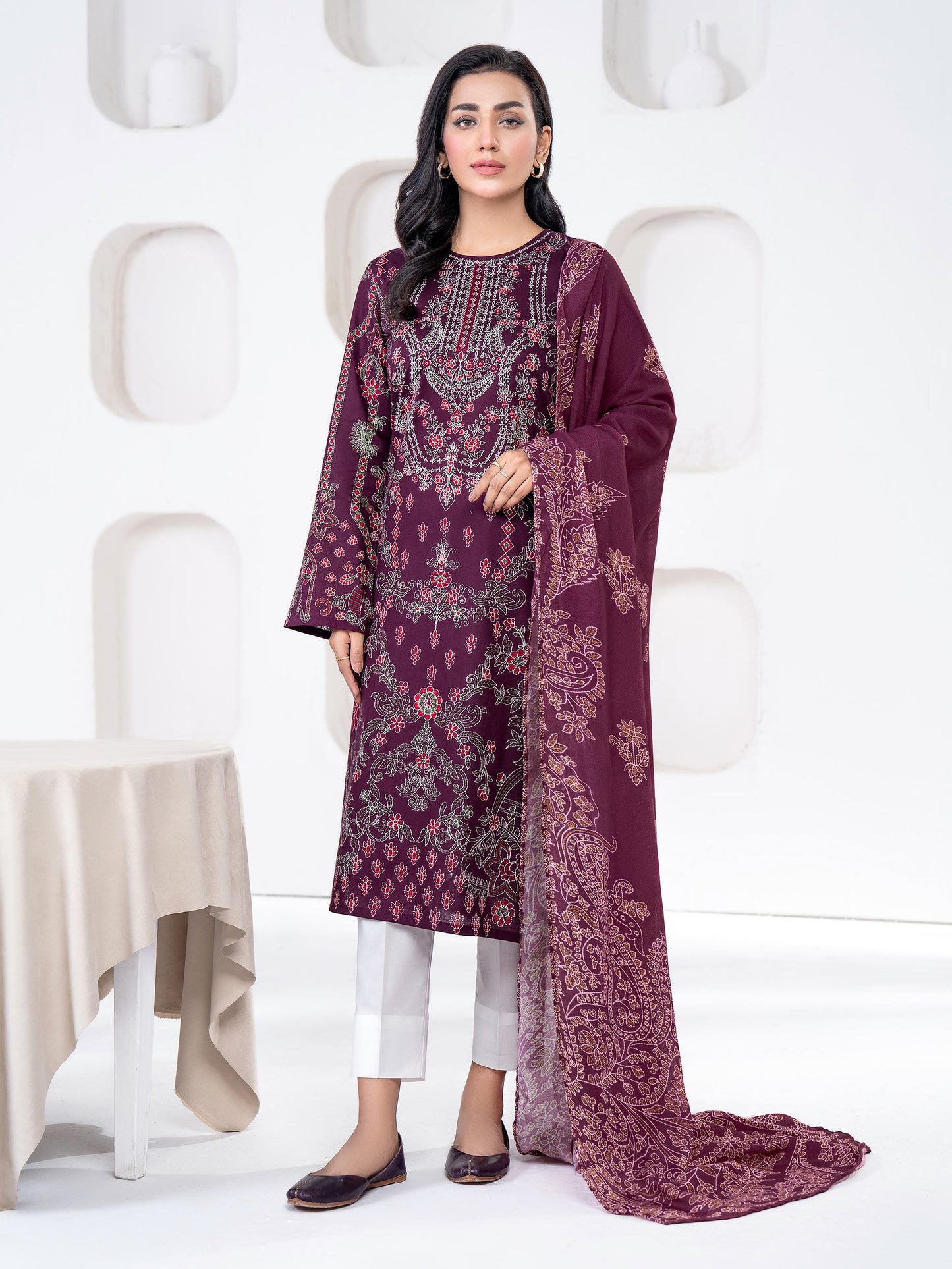 2 Piece Winter Cotton Suit-Printed(Unstitched)