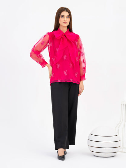 Organza Top With Inner-Embroidered