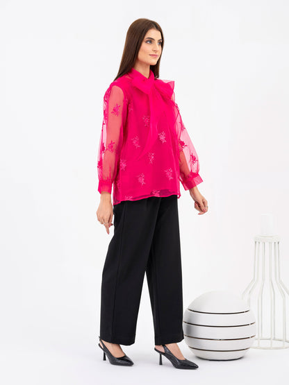 Organza Top With Inner-Embroidered