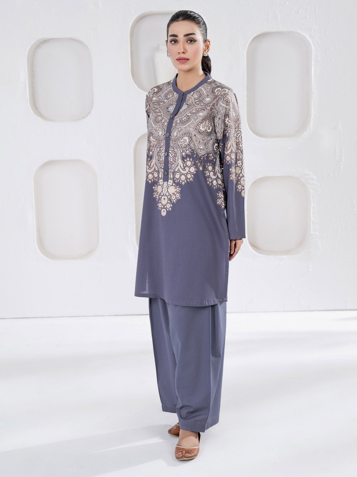 2 Piece Khaddar Suit-Paste Print(Unstitched)