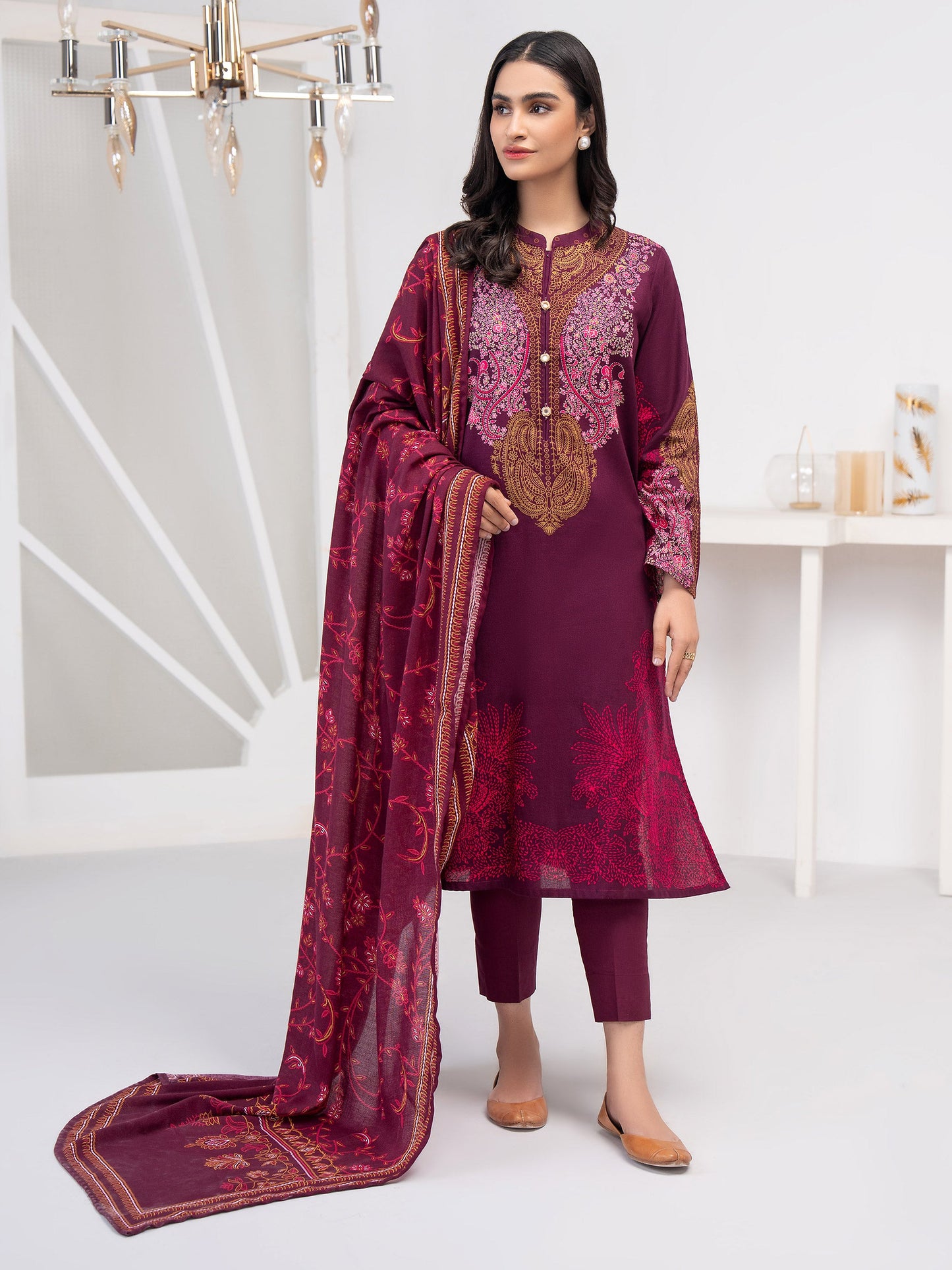 3 Piece Khaddar Suit-Printed (Unstitched)