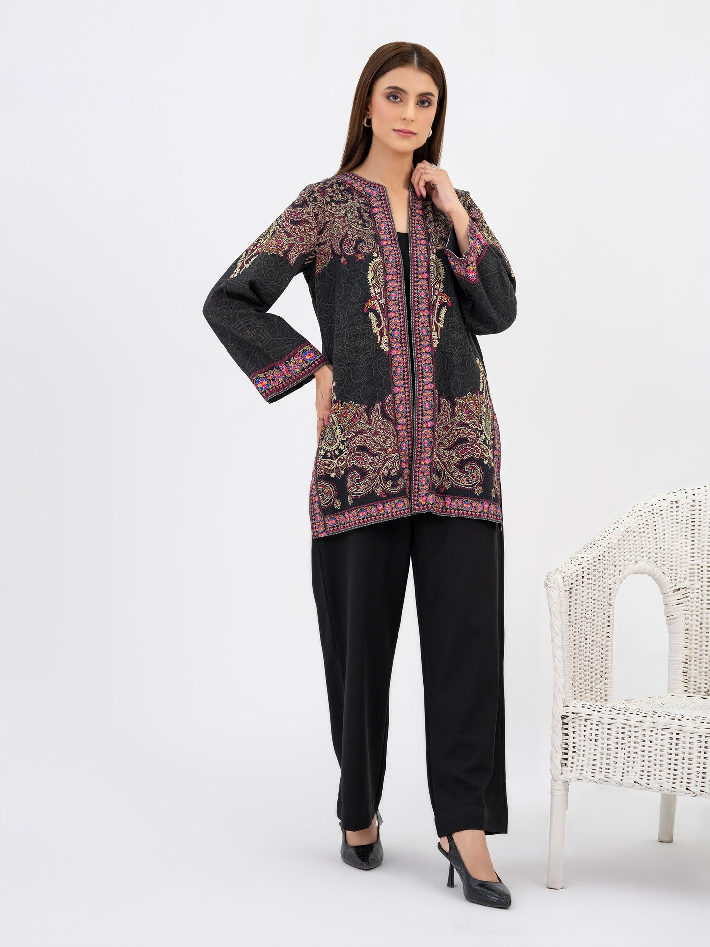 Printed Khaddar Cardigan