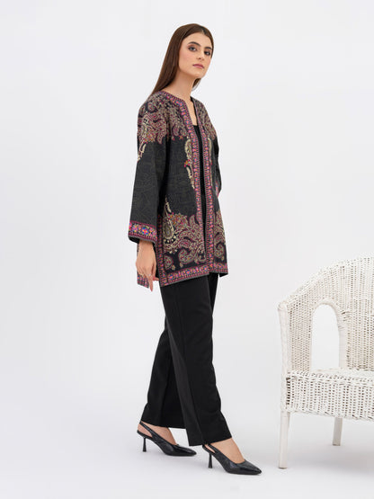 Printed Khaddar Cardigan