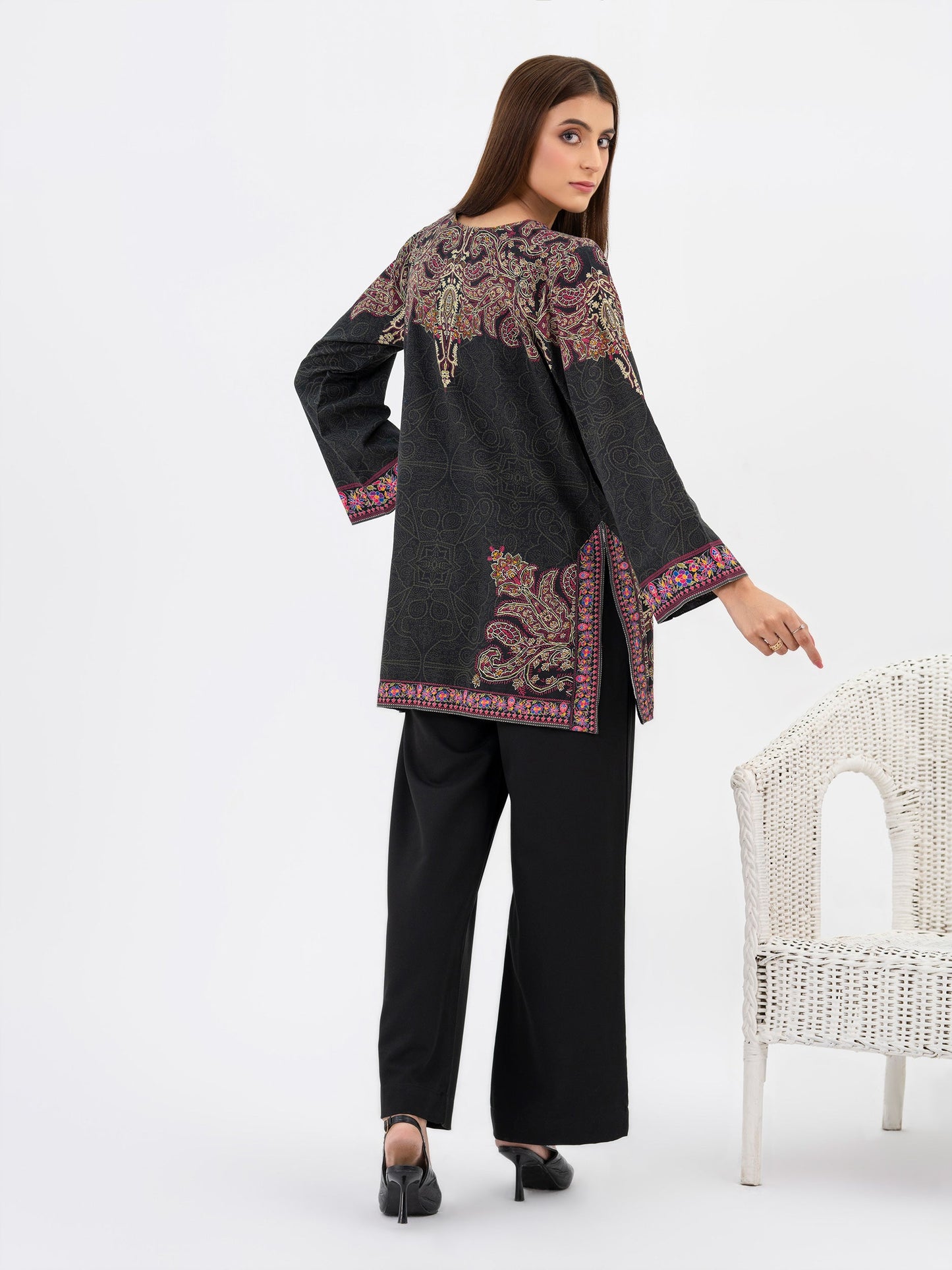 Printed Khaddar Cardigan