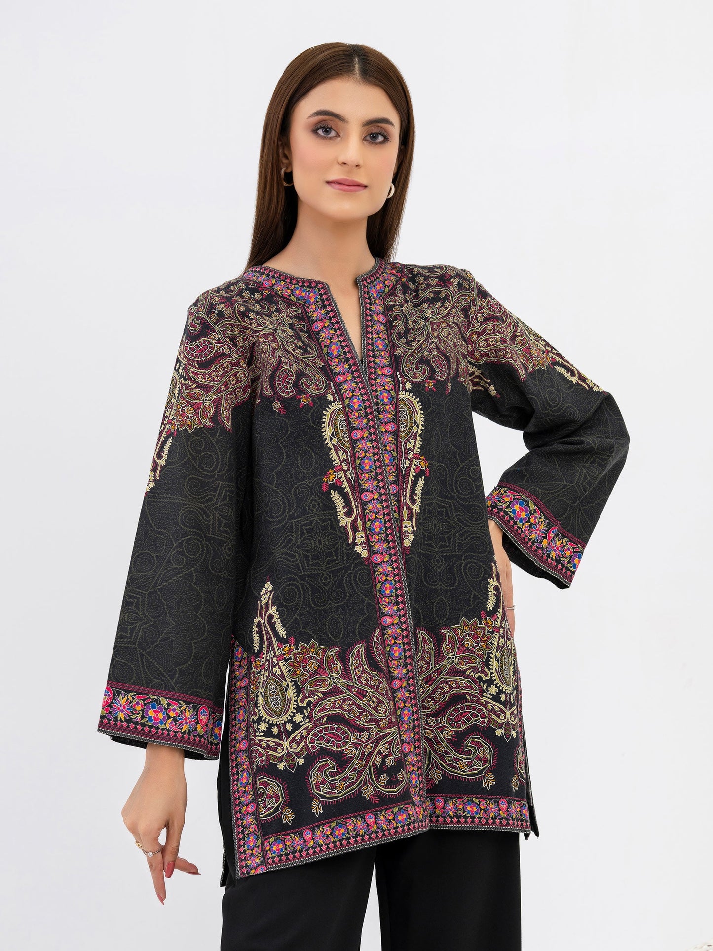 Printed Khaddar Cardigan