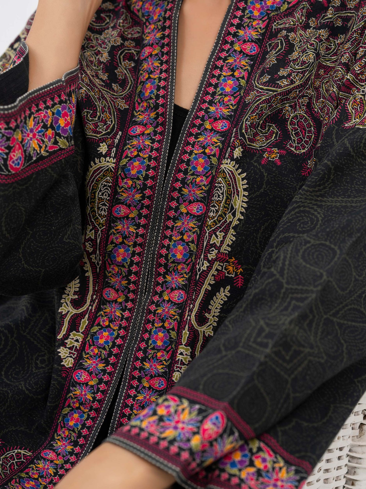 Printed Khaddar Cardigan