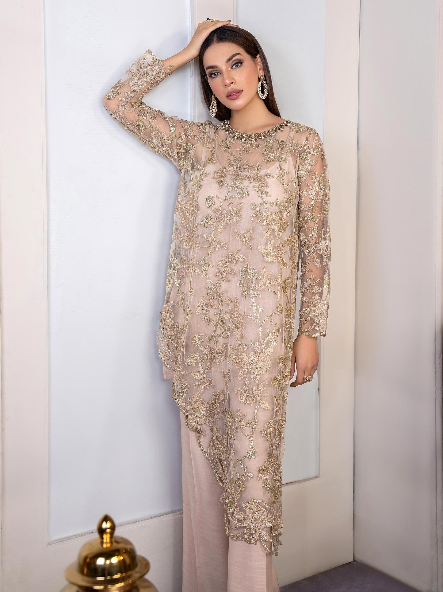 3 Piece Net Suit-Embroidered(Pret)