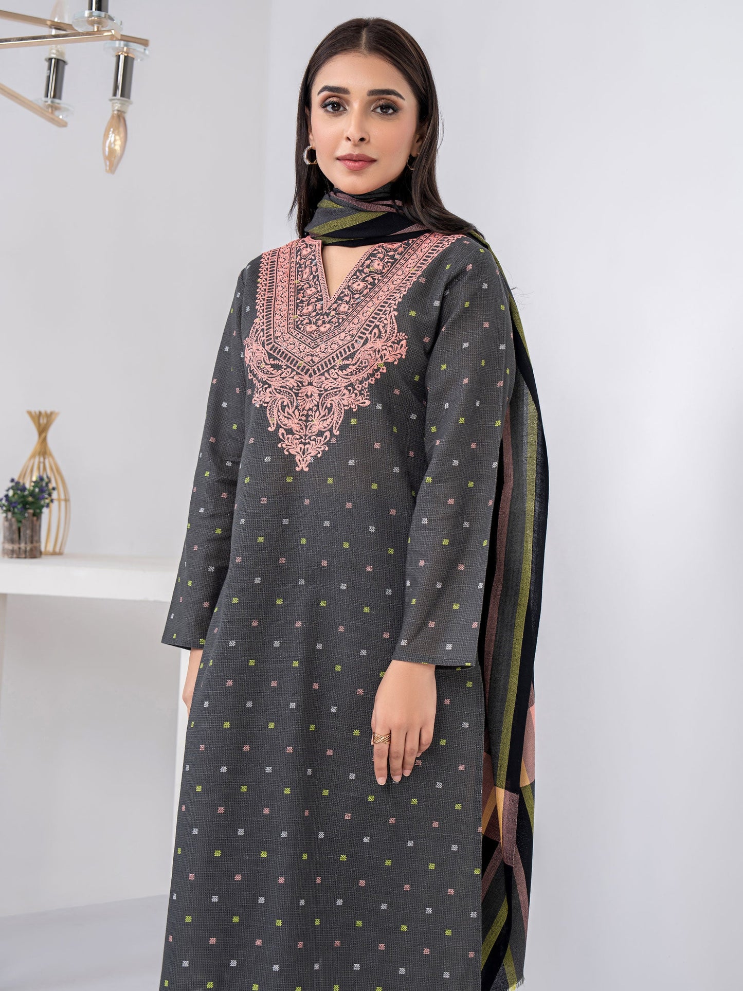 3 Piece Khaddar Suit-Embroidered (Unstitched)