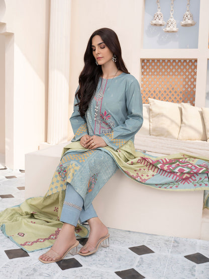 3 Piece Winter Cotton Suit-Unstitched Embroidered