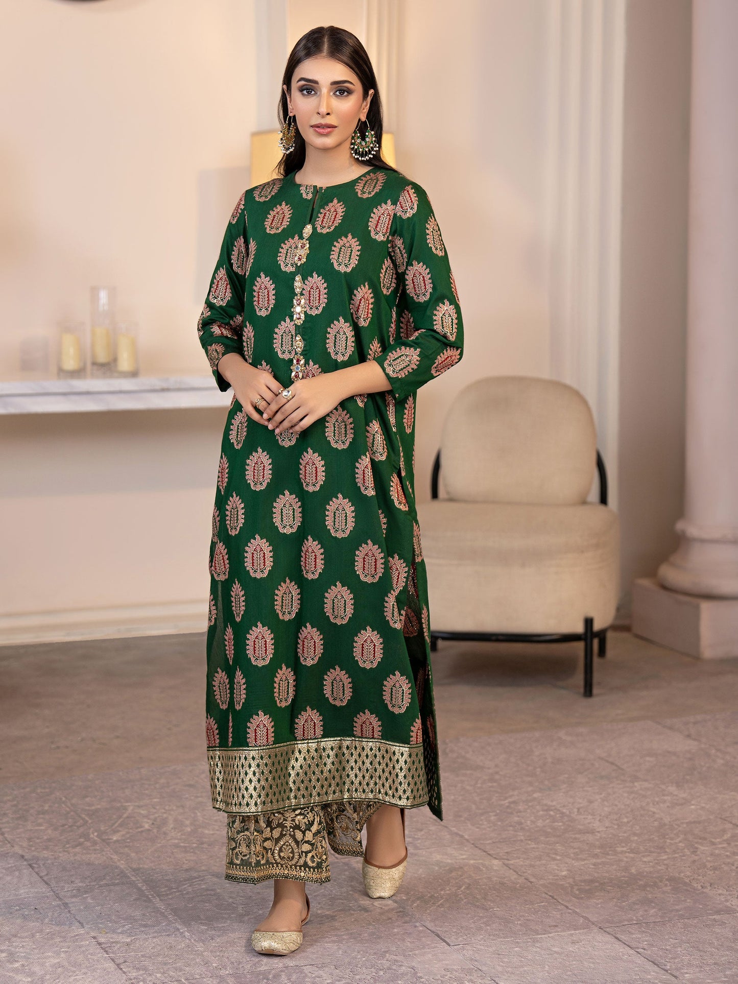 2 Piece Jacquard Suit-Embroidered(Pret)