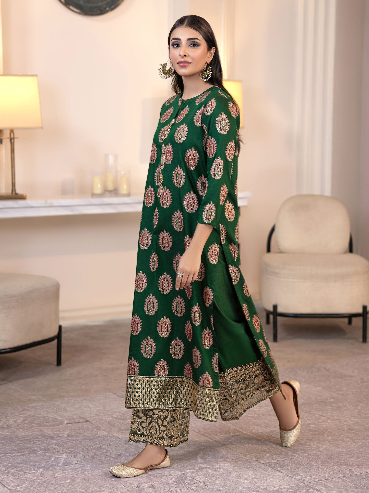 2 Piece Jacquard Suit-Embroidered(Pret)