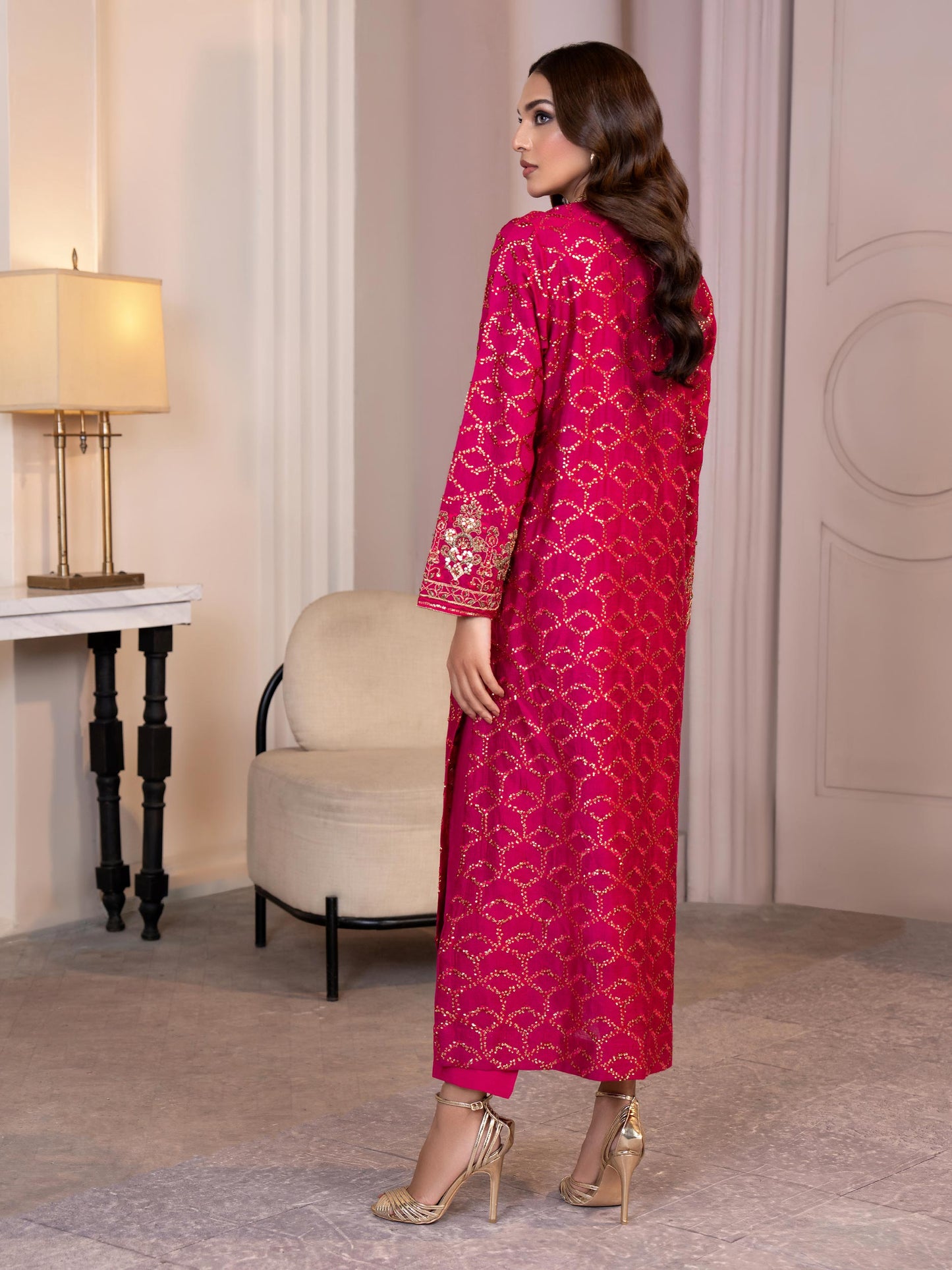 2 Piece Cotton Net Suit-Embroidered(Pret)