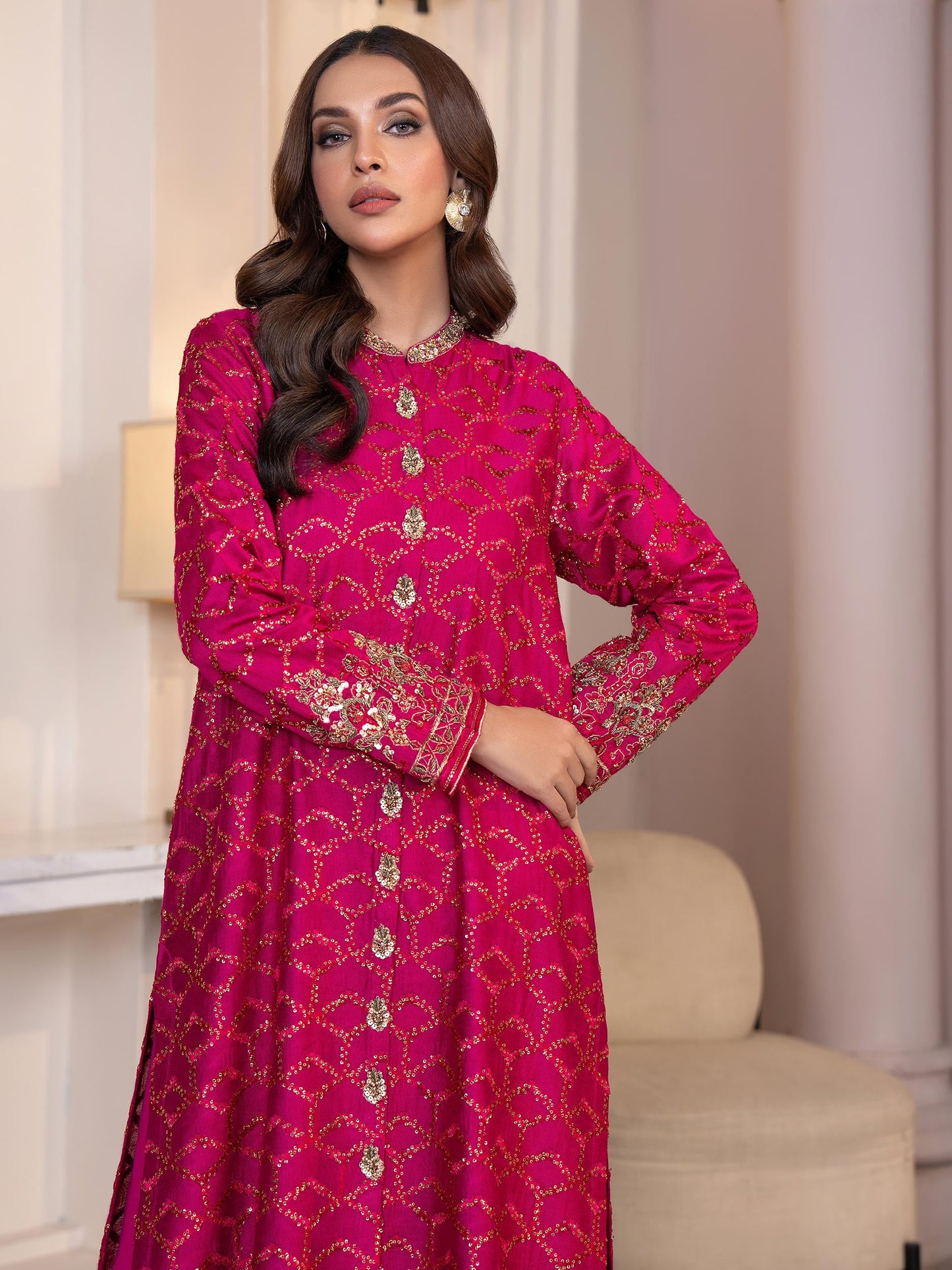 2 Piece Cotton Net Suit-Embroidered(Pret)