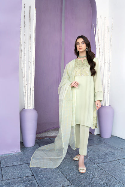 Eraj Hussain - Glitters Charm Mint - Stitched