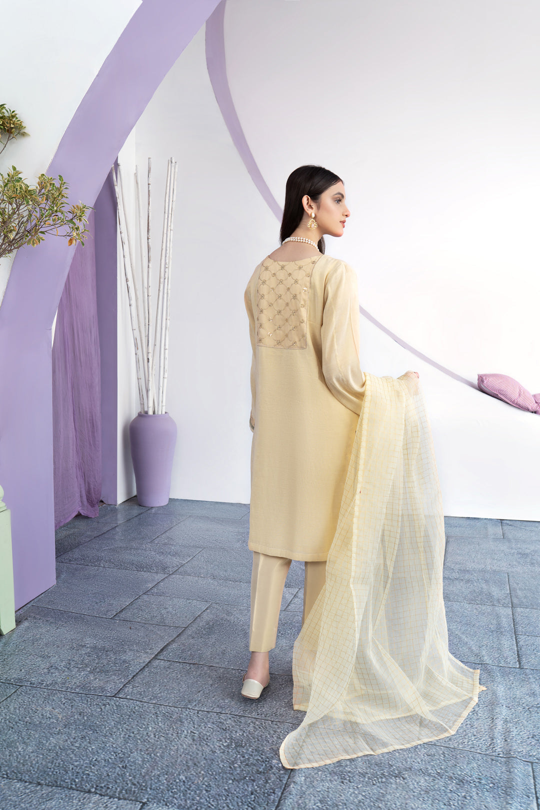 Eraj Hussain - Twinkling Treasure - Lemon Yellow - Stitched