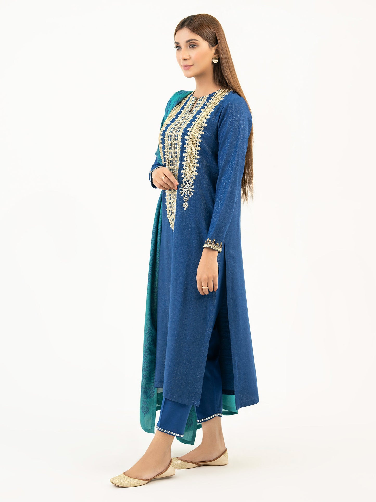 3 Piece Zari Suit-Embeoidered (Pret)