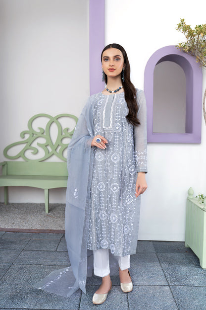 Eraj Hussain - Tahzeeb e Taarkashi - Grey - Stitched