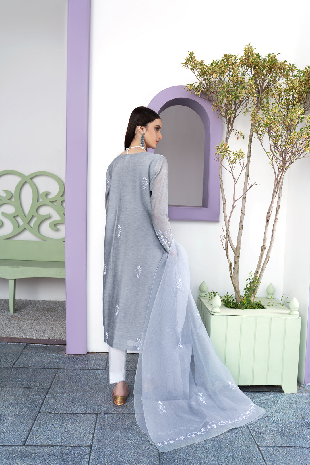 Eraj Hussain - Tahzeeb e Taarkashi - Grey - Stitched