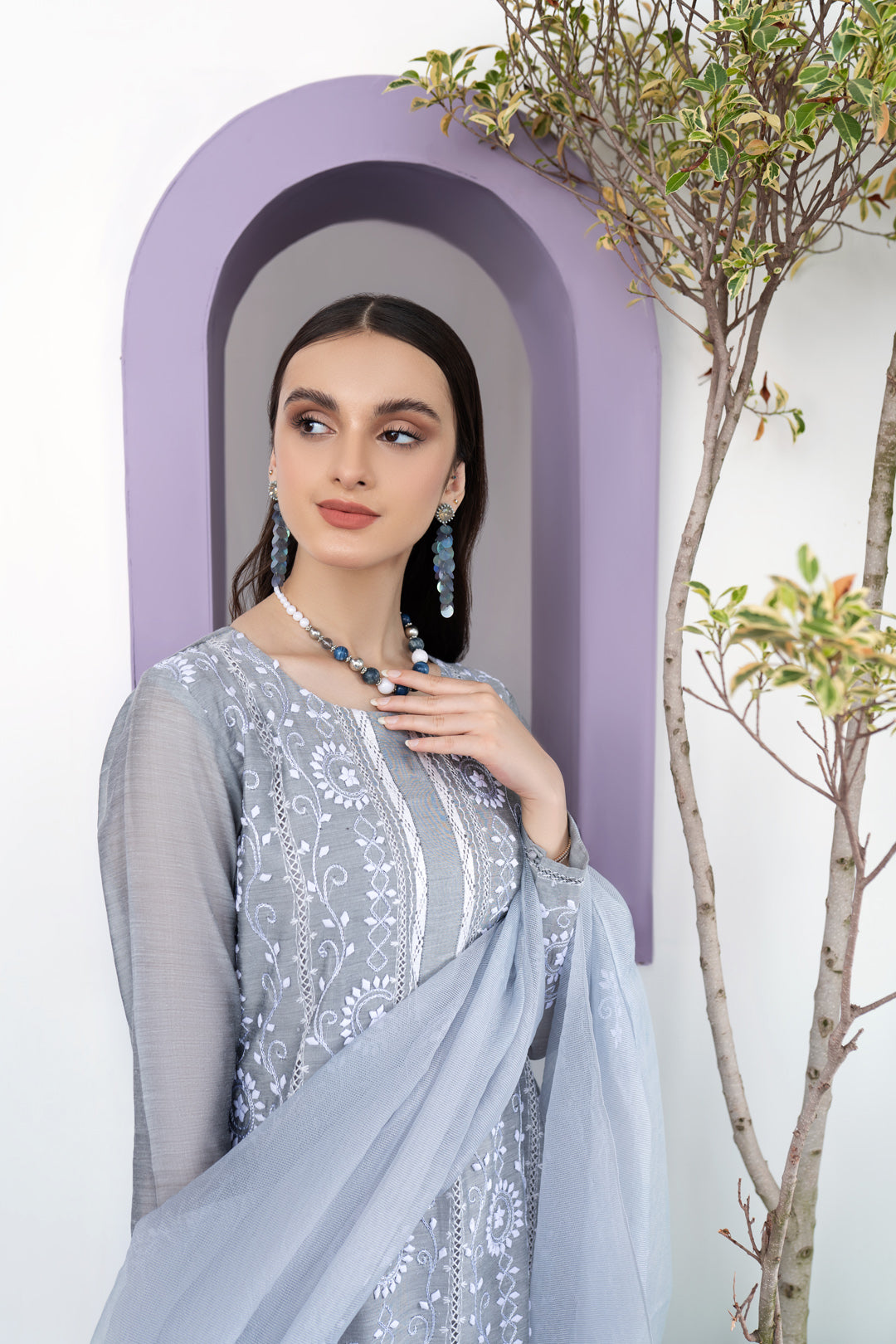 Eraj Hussain - Tahzeeb e Taarkashi - Grey - Stitched