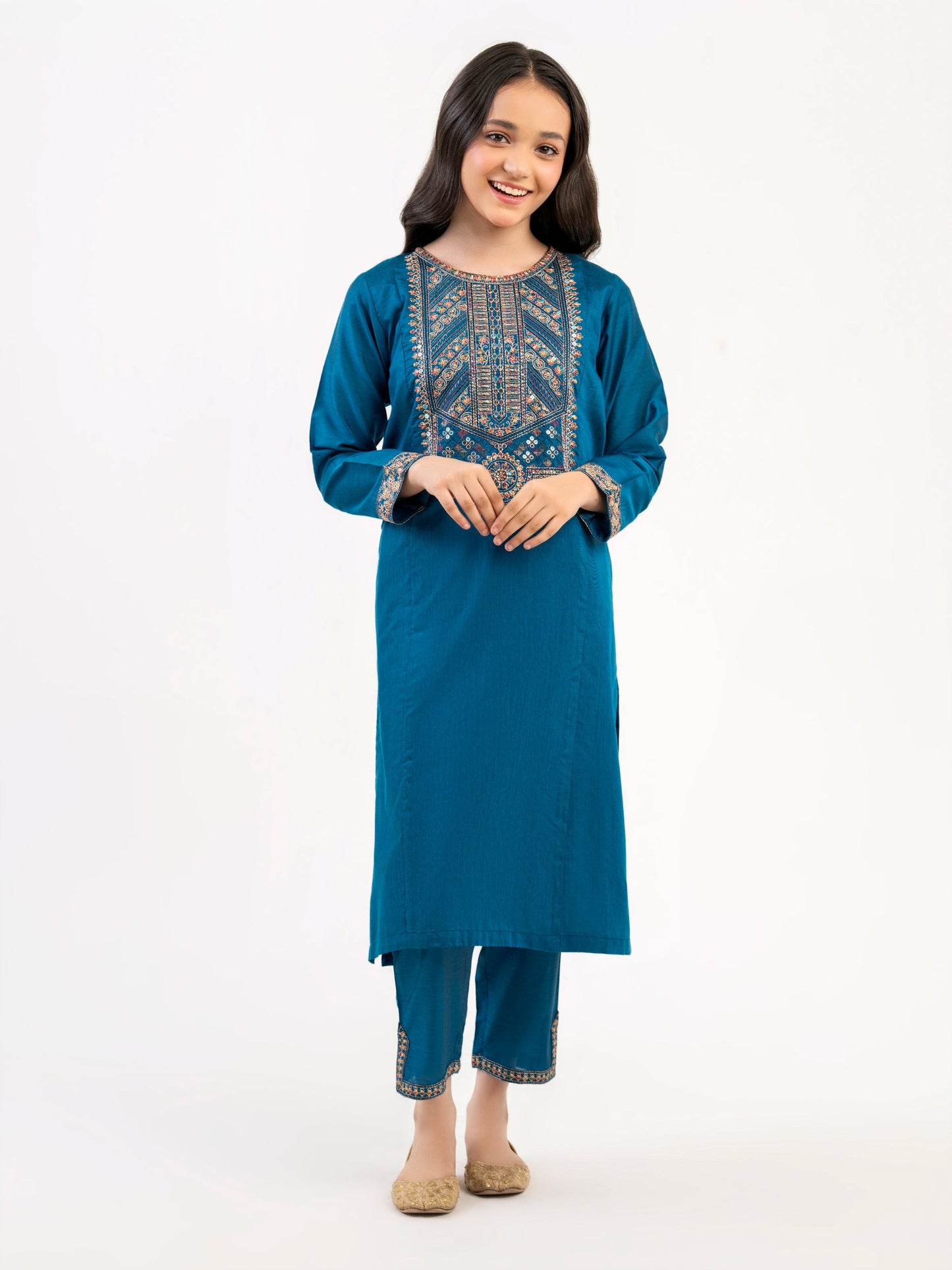 2 Piece Raw Silk Suit-Embroidered