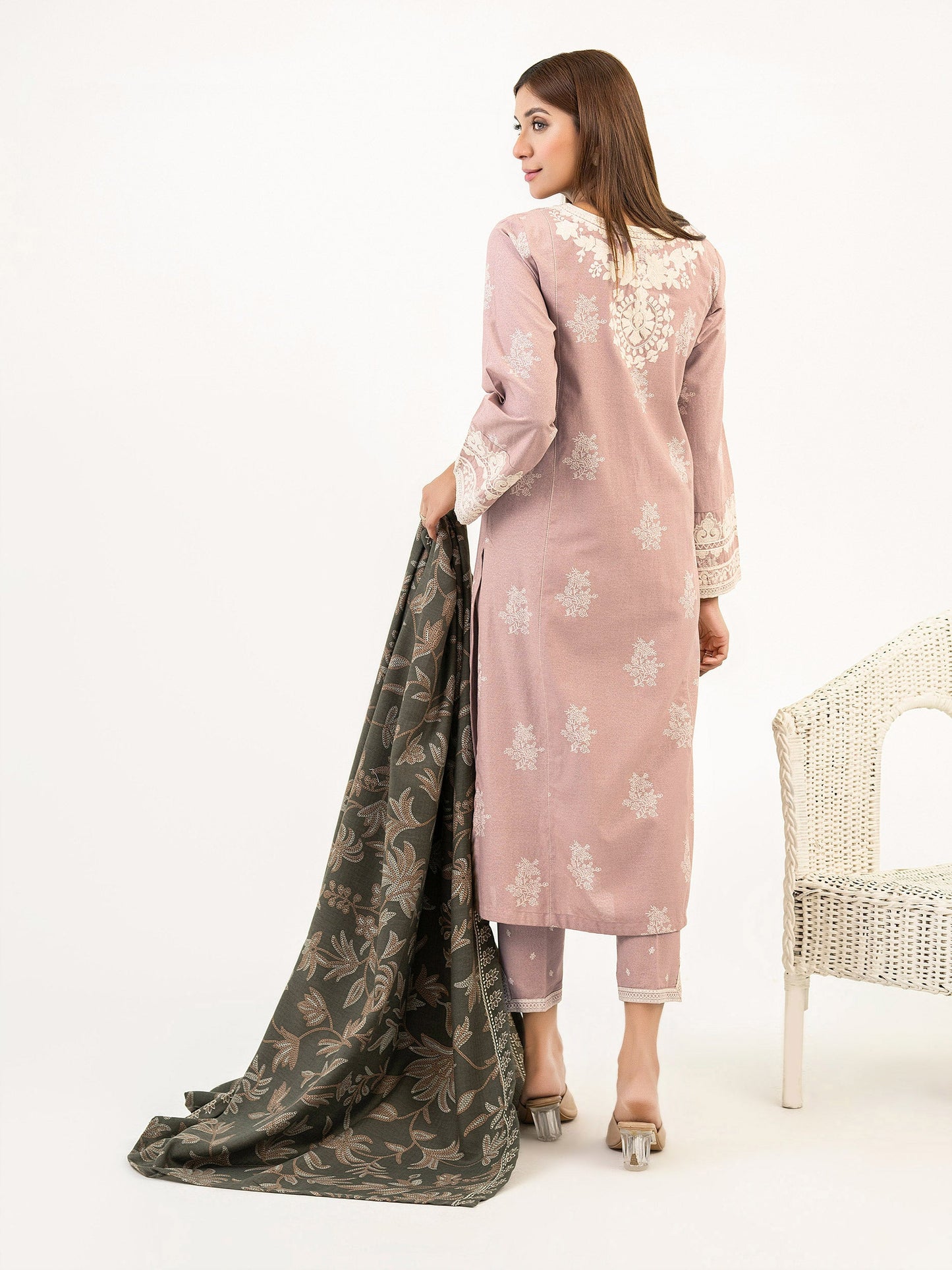 3 Piece Karandi Suit-Embroidered (Pret)