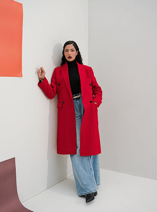 Chaos - Very Obsessed - Carnelian Red Wool Coat
