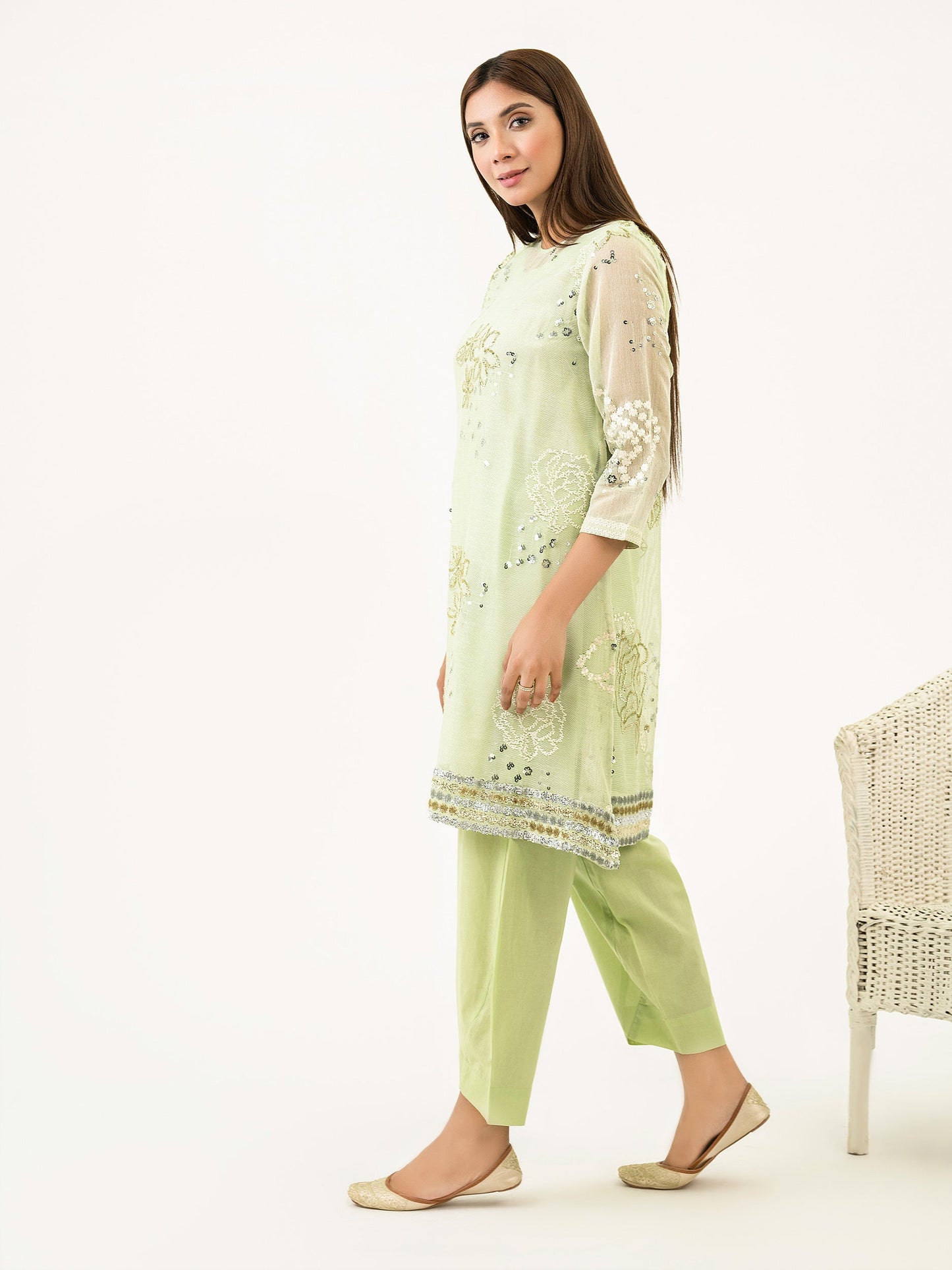 2 Piece Cotton Net Suit-Embroidered(Pret)