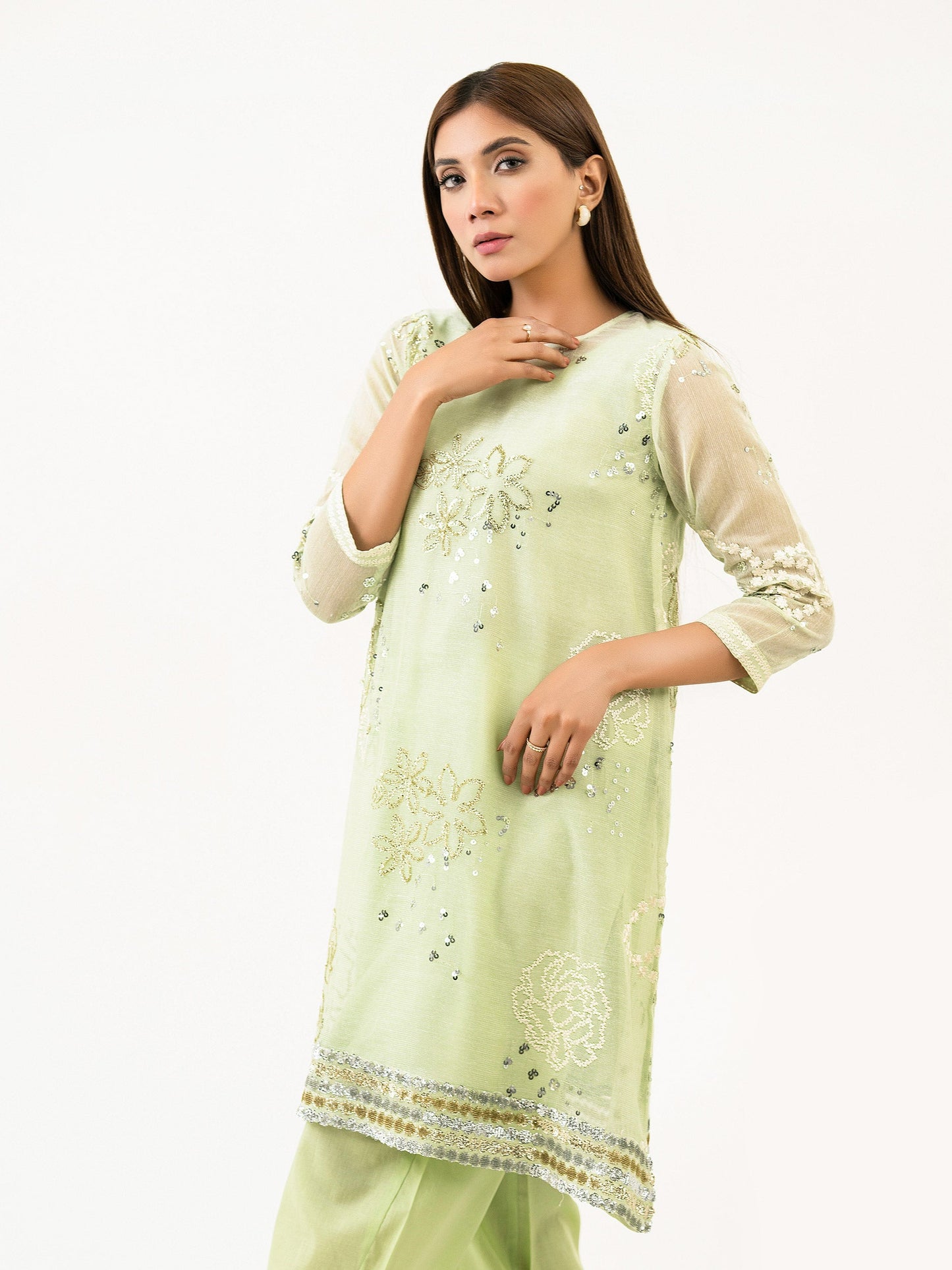 2 Piece Cotton Net Suit-Embroidered(Pret)