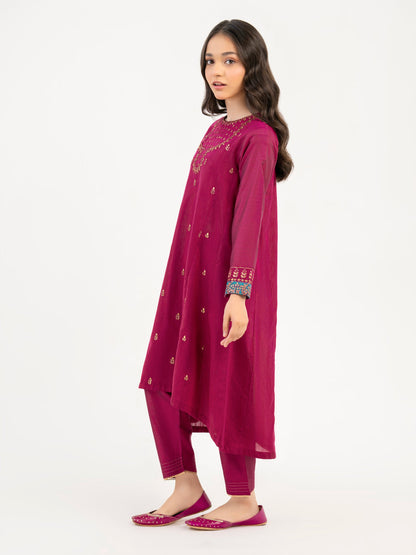 2 Piece Raw Silk Suit-Embroidered (Pret)