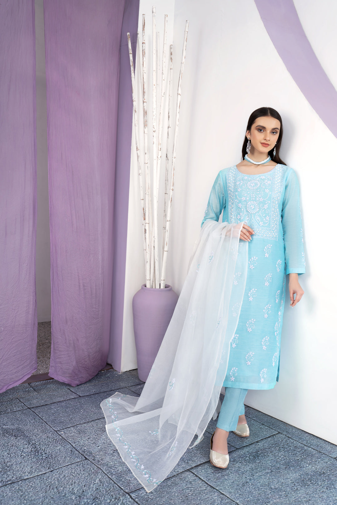 Eraj Hussain - Fasaan e Chikankari - Ferozi - Stitched