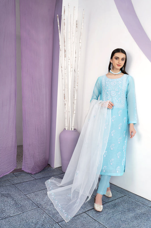 Eraj Hussain - Fasaan e Chikankari - Ferozi - Stitched