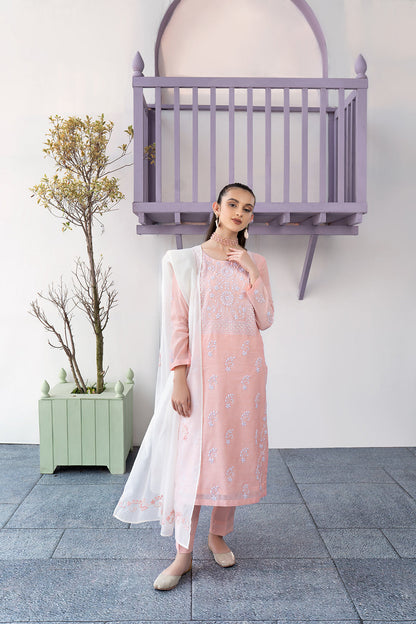 Eraj Hussain - Fasaan e Chikankari - Pink - Stitched