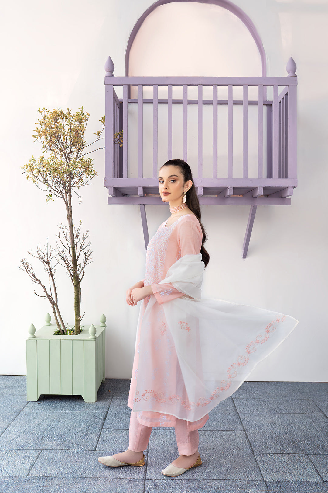Eraj Hussain - Fasaan e Chikankari - Pink - Stitched