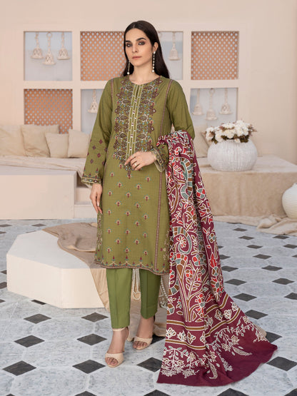 2 Piece Embroidered Winter Cotton Suit