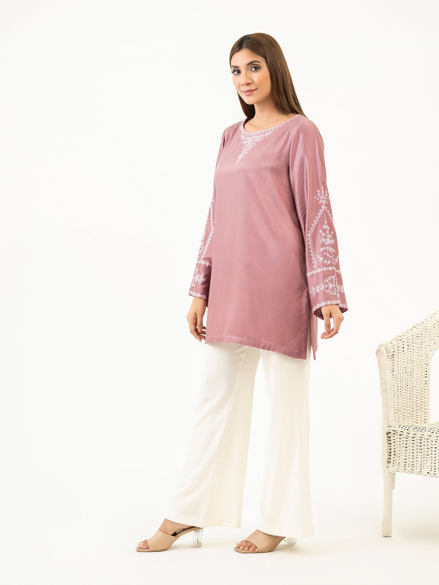 Linen Top-Embroidered (Pret)