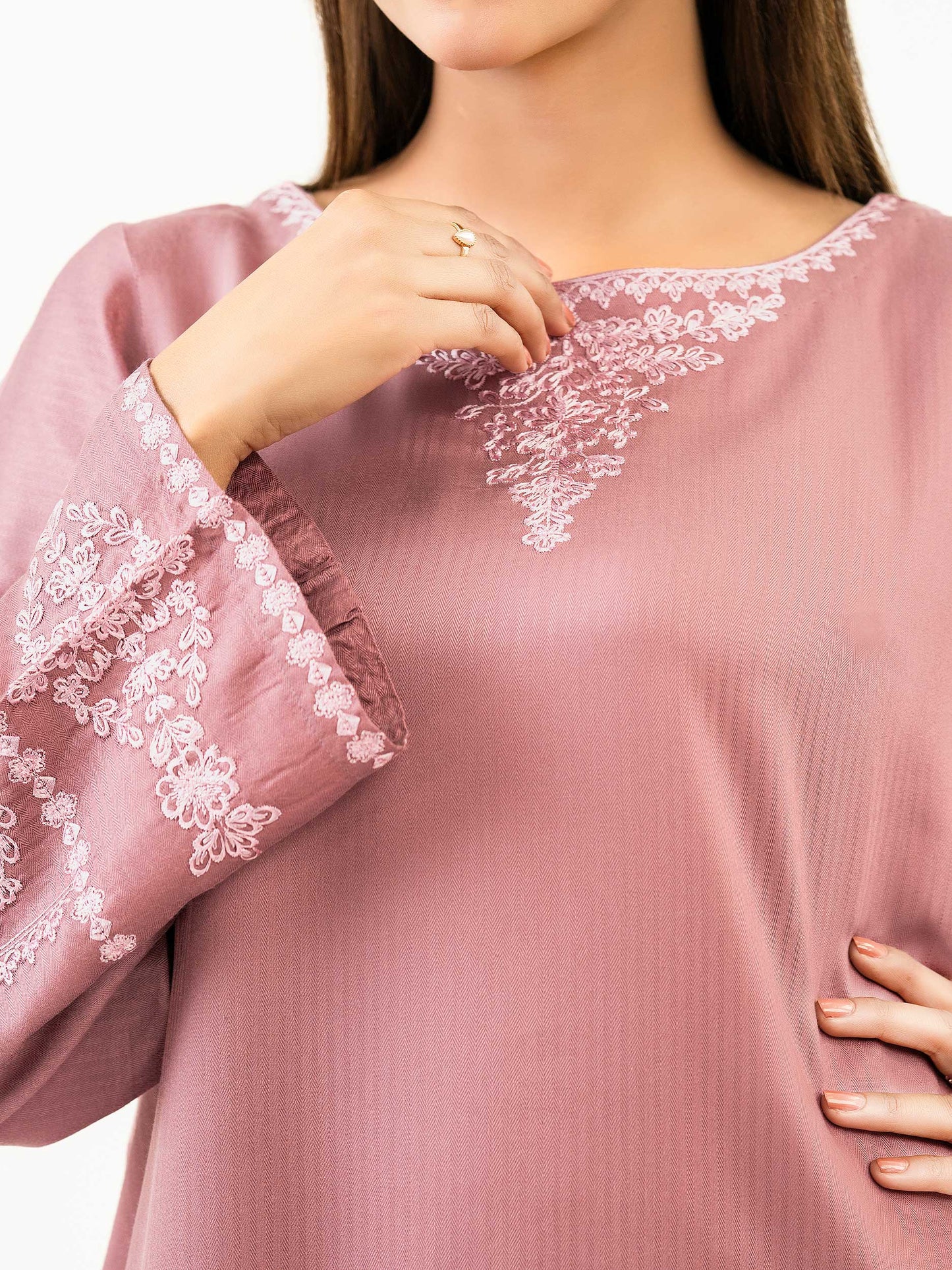 Linen Top-Embroidered (Pret)