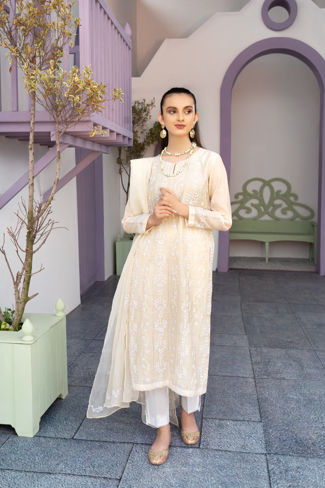 Eraj Hussain - Tahzeeb e Taarkashi - Pearl - Stitched