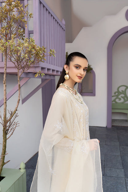 Eraj Hussain - Fasaan e Chikankari - Ivory - Stitched