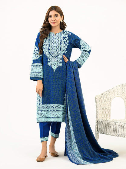 3 Piece Khaddar Suit-Emboss Print(Pret)