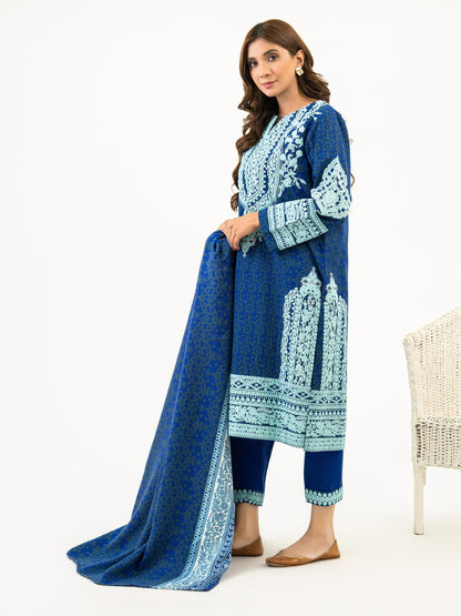 3 Piece Khaddar Suit-Emboss Print(Pret)