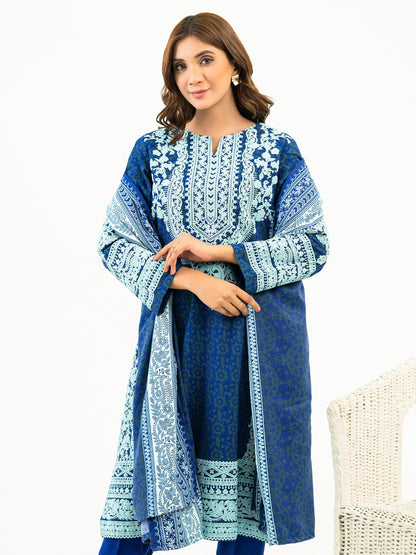 3 Piece Khaddar Suit-Emboss Print(Pret)