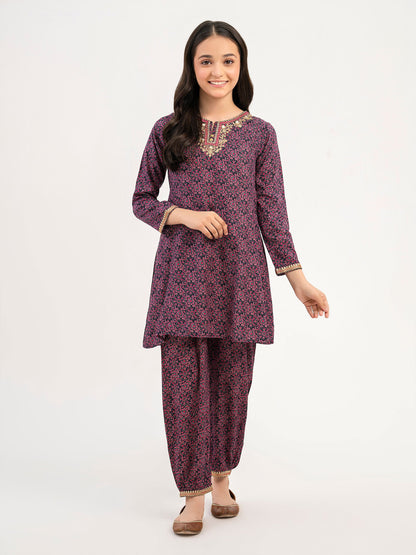 2 Piece Linen Suit-Embroidered (Pret)