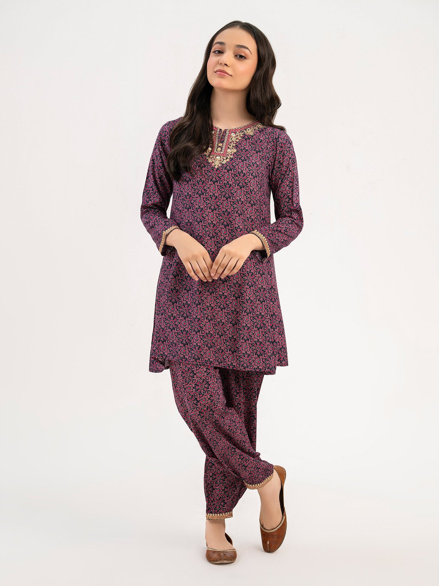 2 Piece Linen Suit-Embroidered (Pret)