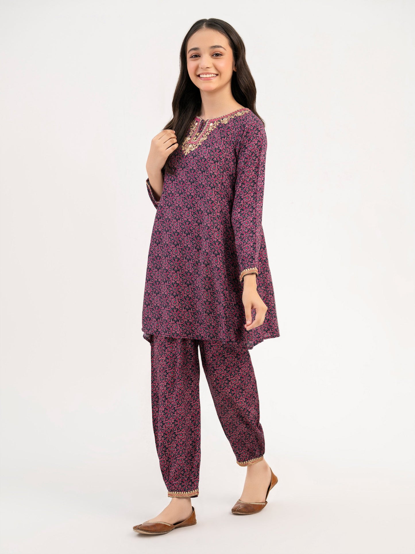 2 Piece Linen Suit-Embroidered (Pret)