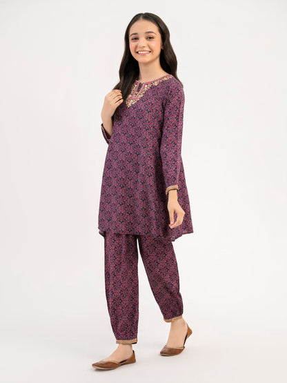 2 Piece Linen Suit-Embroidered (Pret)