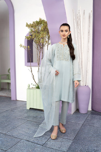 Eraj Hussain - Glitters Charm Iceblue - Stitched